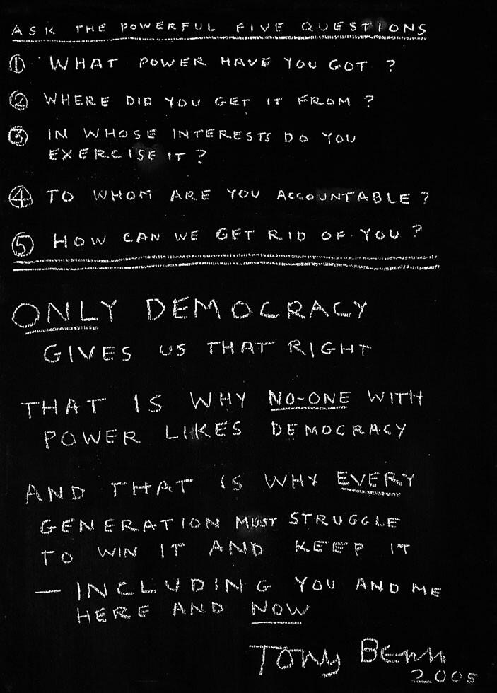 Ask the Powerful 5 Questions: Tony Benn